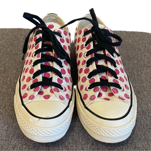 Converse Chuck Talyor Low Tops Mens 6.5 Women’s 8.5 White/Pink Smiley Faces - Picture 3 of 4